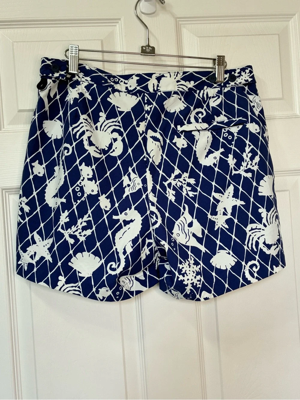 Brooks Brothers Swim Shorts Men’s 33 Blue White Trunks Beach Ocean Surf Seahorse